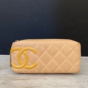 🍊 CHANEL Cambon Zip Around Cosmetic Pouch Case